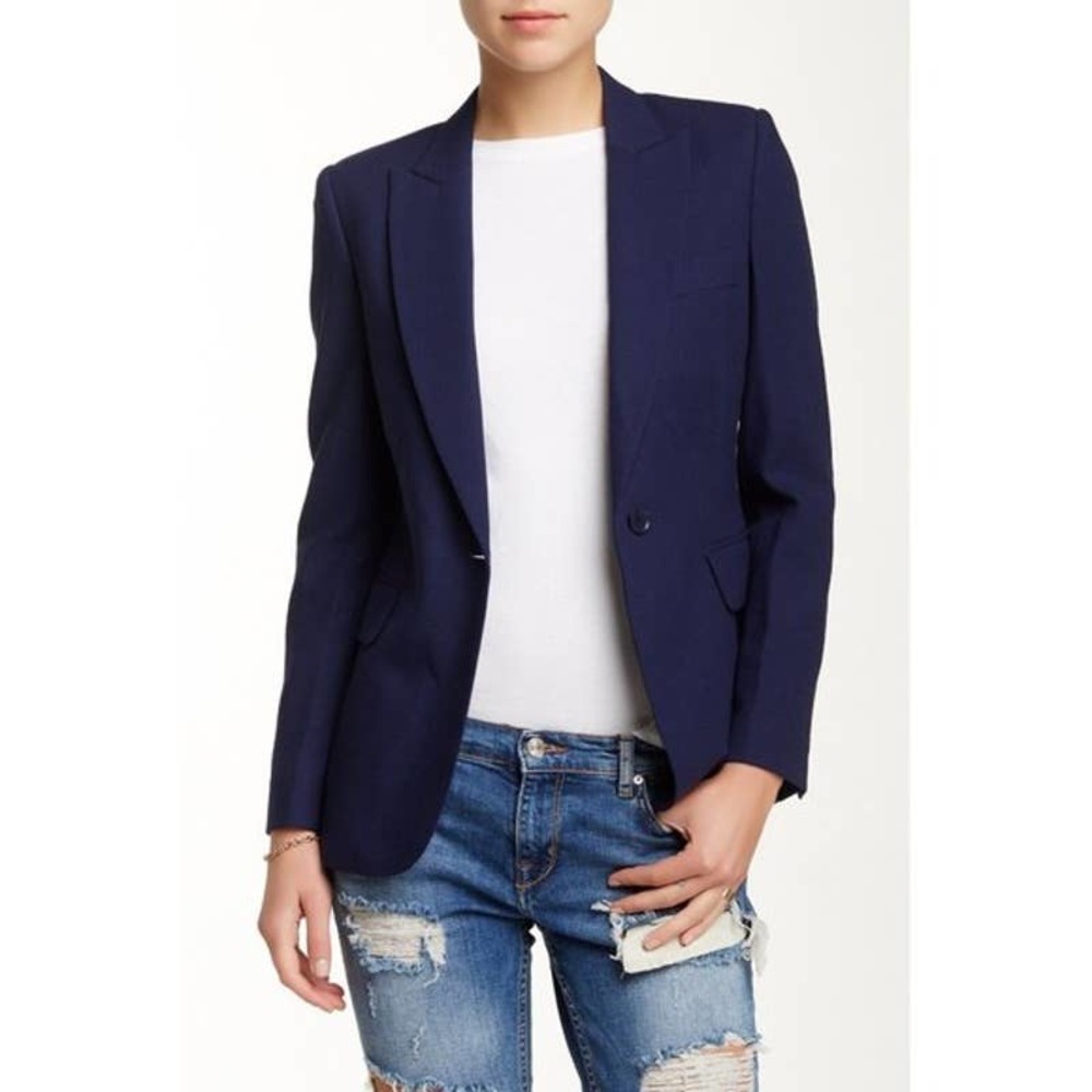 Equipment Anais Blazer Wool Blend Single Button Suit Jacket, Navy Blue - Picture 15 of 16